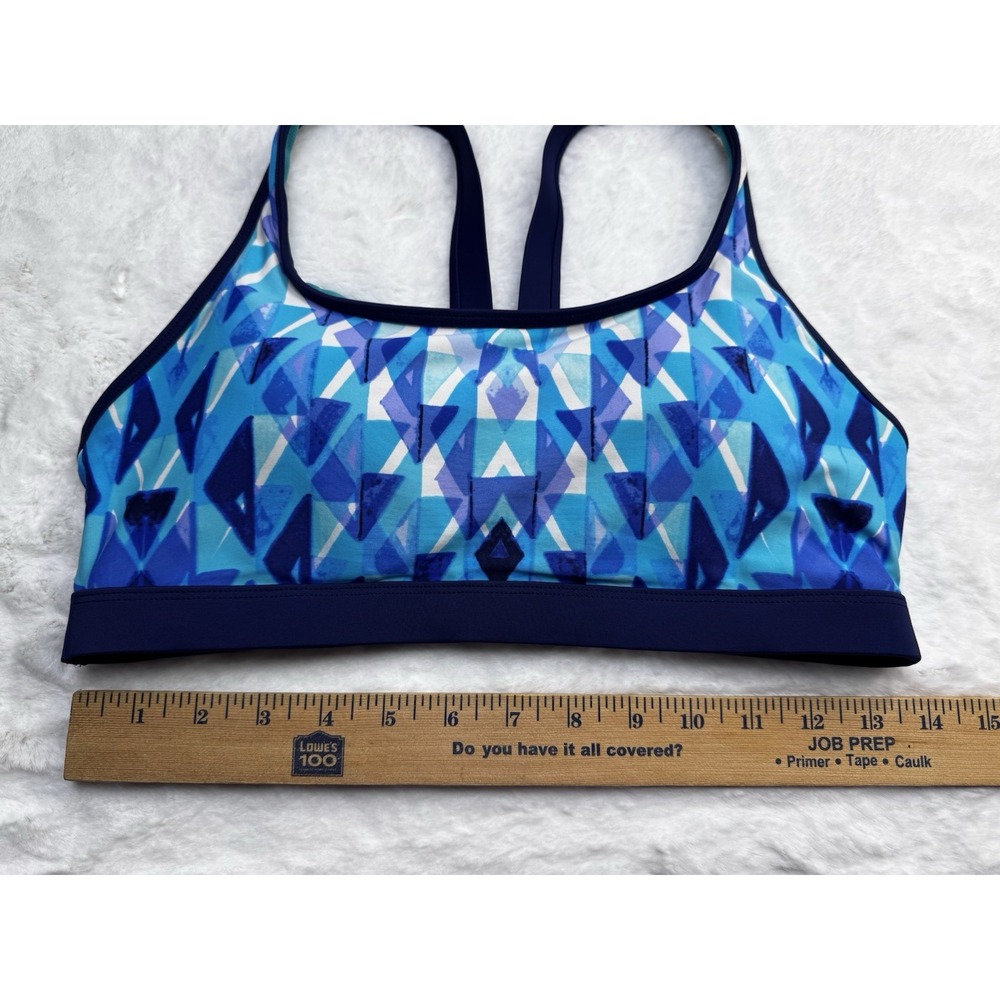 Title Nine Sports Bra Padded Cups Adjustable Straps Blue Green Size Medium - Picture 7 of 7